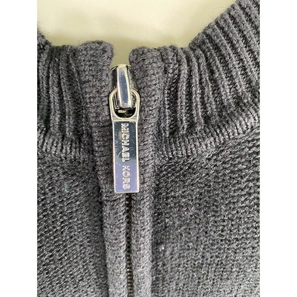 Michael Kors Front Zip Short Sleeve Knit Short Black Casual Dress L